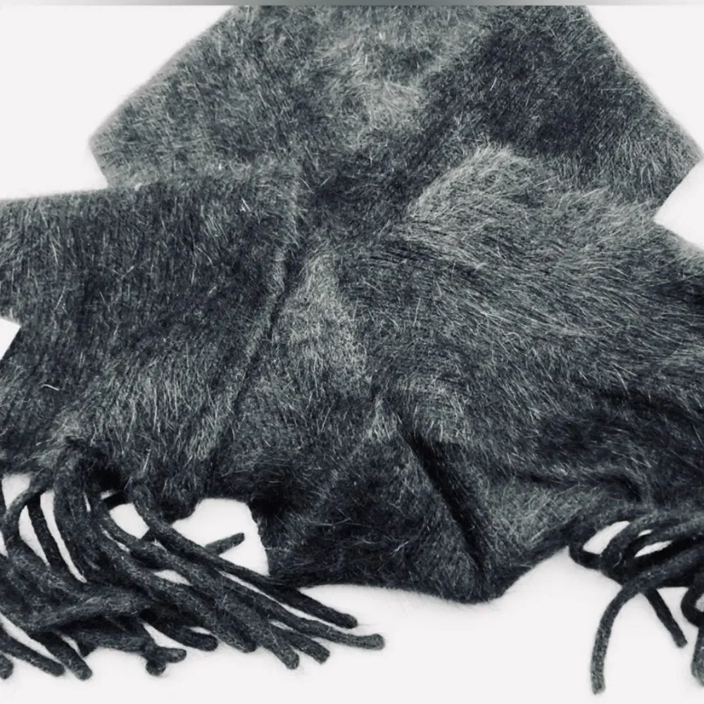 Rabbit Fur Blend Elegant Black Winter Accessory Set NWOT
